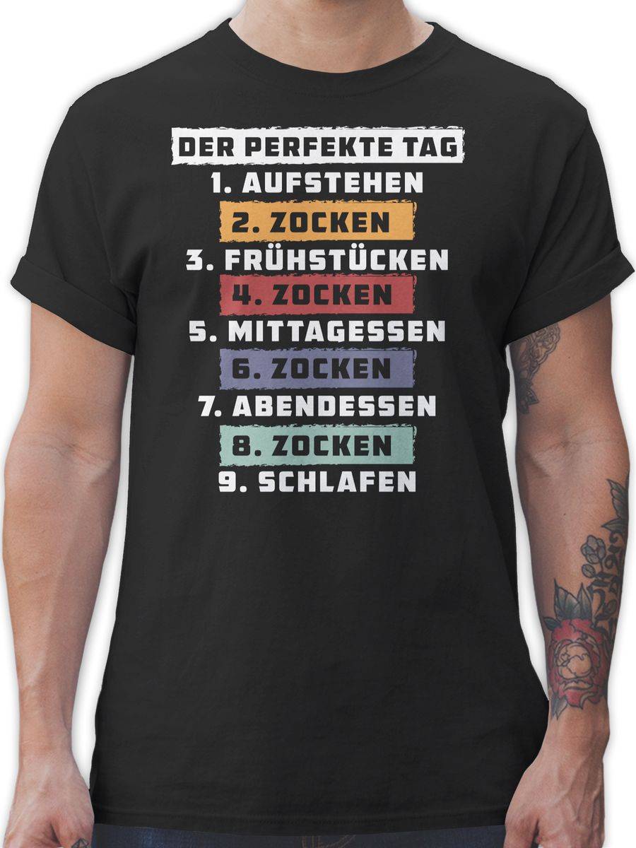 Shirtracer Der perfekte Tag - Zocken - Weiß: Tshirt Rucksack Shirtracer