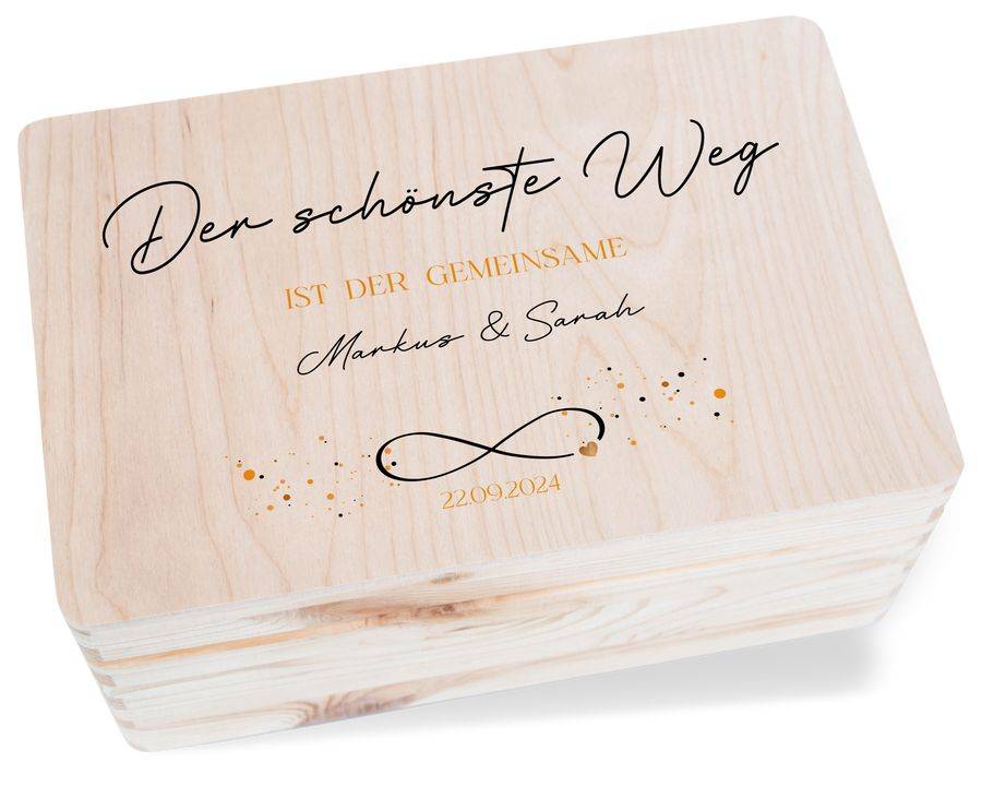 Shirtracer Der schönste Weg ist der gemeinsame Schöne Sprüche für Hochzeitsbox Schöner Spruch Hochzeitskiste Liebevolle Sprüche Hochzeit auf Holzkiste Shirtracer