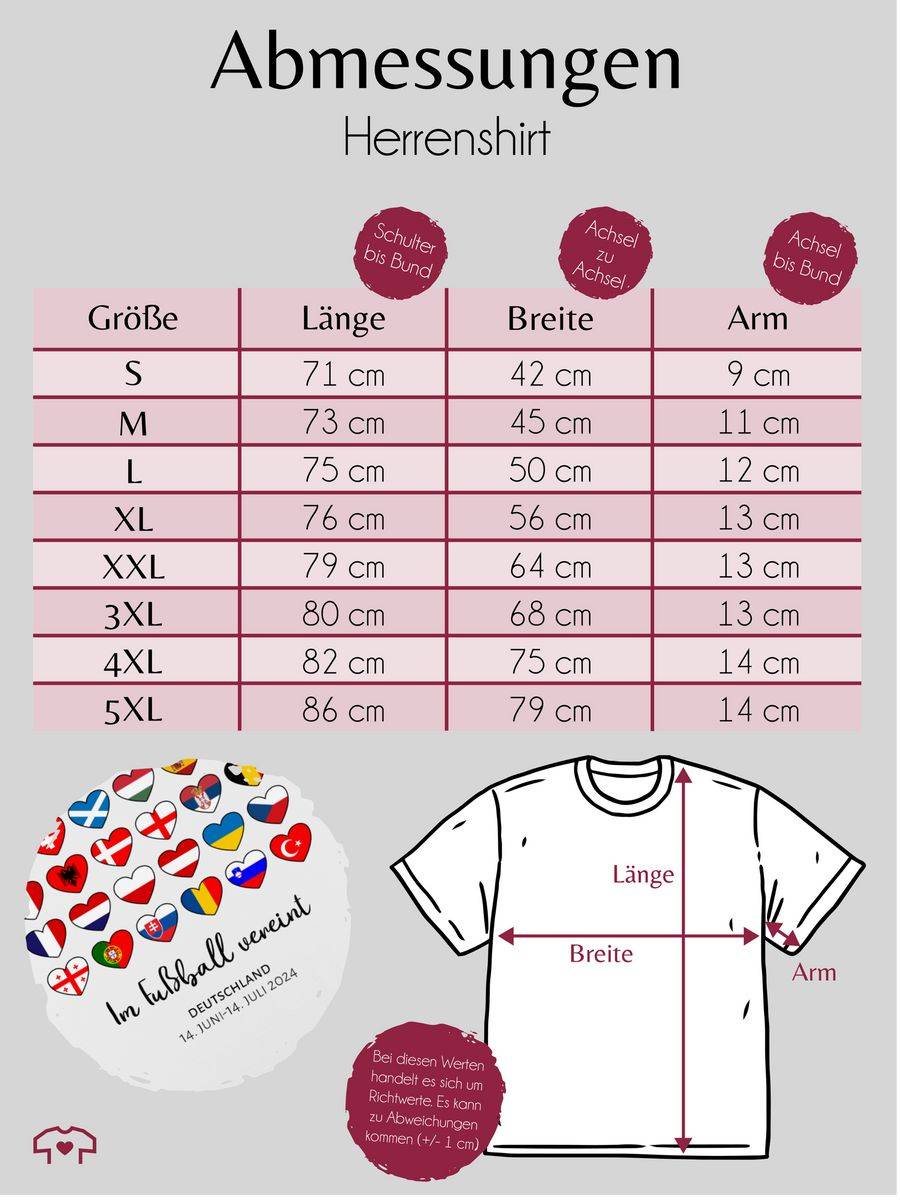 Shirtracer Deutschland EM 2024 Länder Herzen - Im Fußball Vereint | Shirts & Mehr Shirtracer