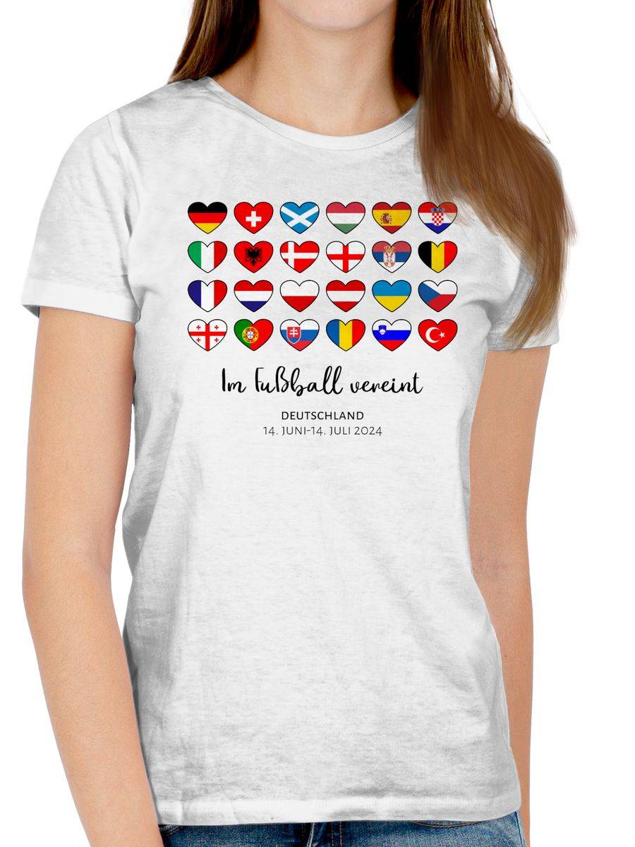 Shirtracer Deutschland EM 2024 Länder Herzen - Im Fußball Vereint | Shirts & Mehr Shirtracer