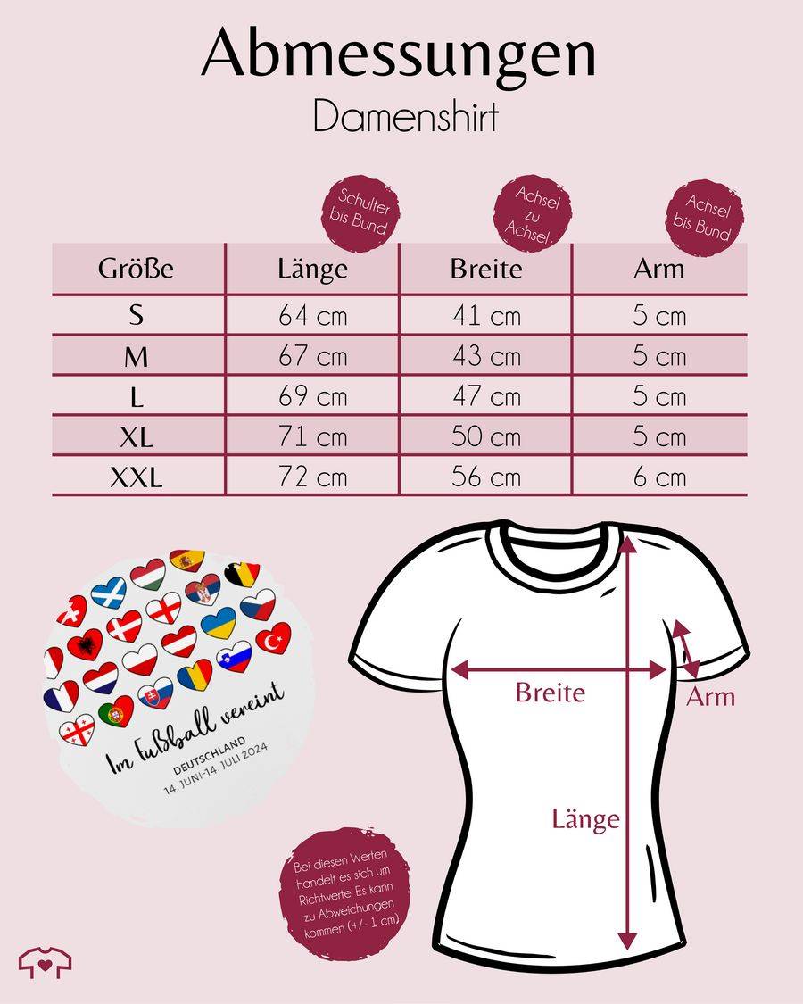 Shirtracer Deutschland EM 2024 Länder Herzen - Im Fußball Vereint | Shirts & Mehr Shirtracer