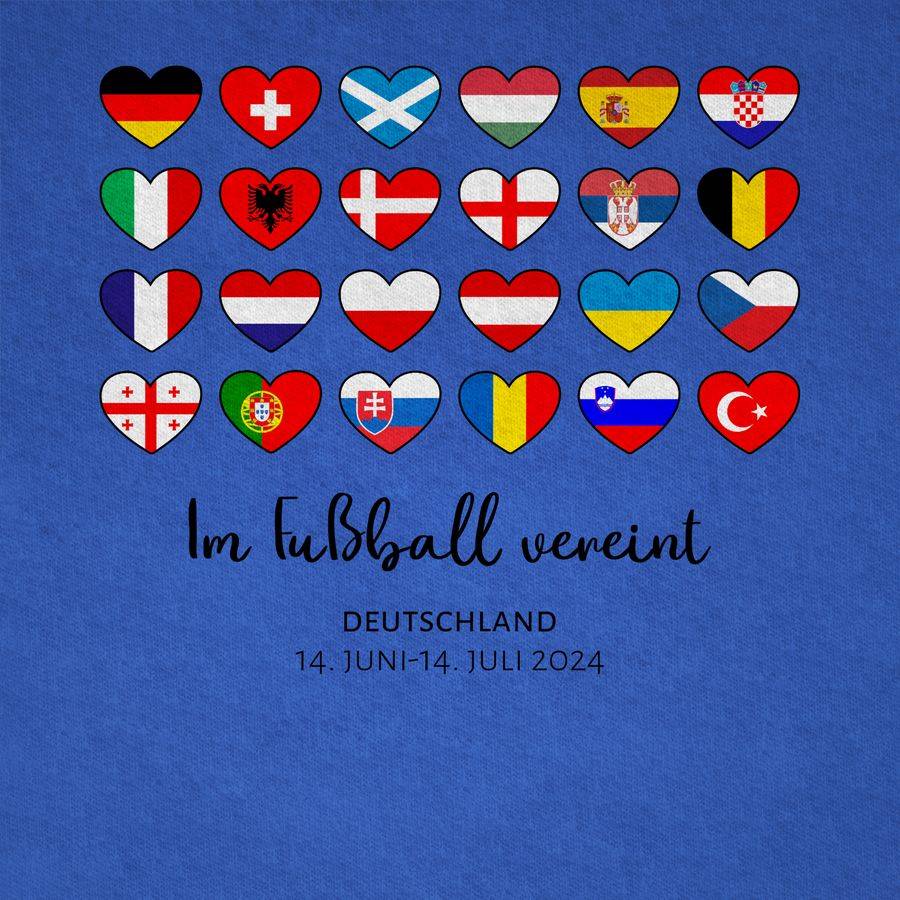 Shirtracer Deutschland EM 2024 Länder Herzen - Im Fußball Vereint | Shirts & Mehr Shirtracer