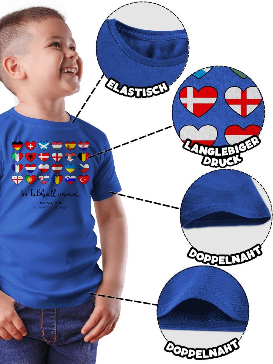 Shirtracer Deutschland EM 2024 Länder Herzen - Im Fußball Vereint | Shirts & Mehr Shirtracer