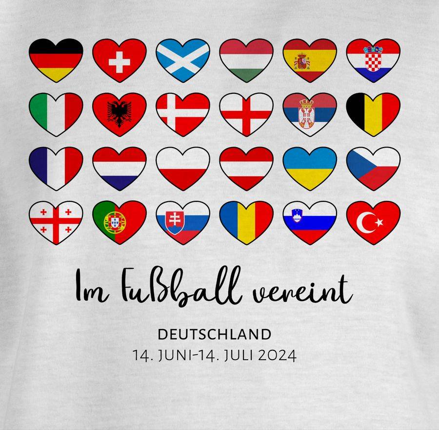Shirtracer Deutschland EM 2024 Länder Herzen - Im Fußball Vereint | Shirts & Mehr Shirtracer