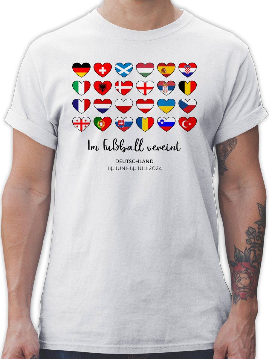 Shirtracer Deutschland EM 2024 Länder Herzen - Im Fußball vereint | Shirts & Mehr Shirtracer