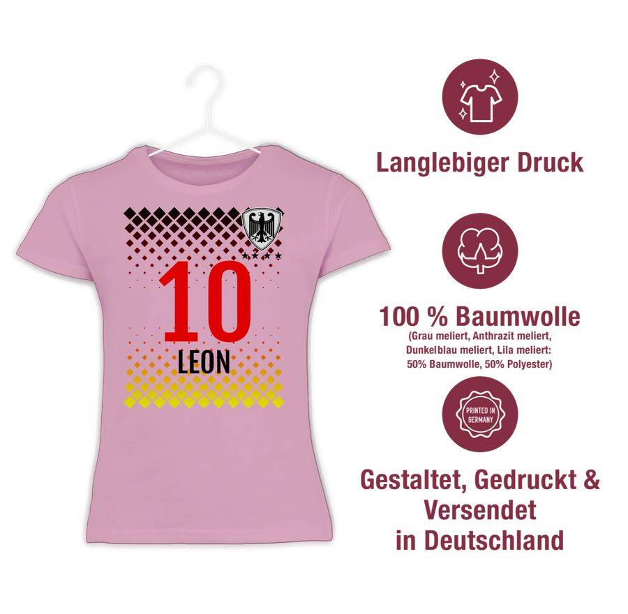 Shirtracer Deutschland Fußball Trikot Germany-Style Mit Personalisiertem Namen Und Nummer Shirtracer