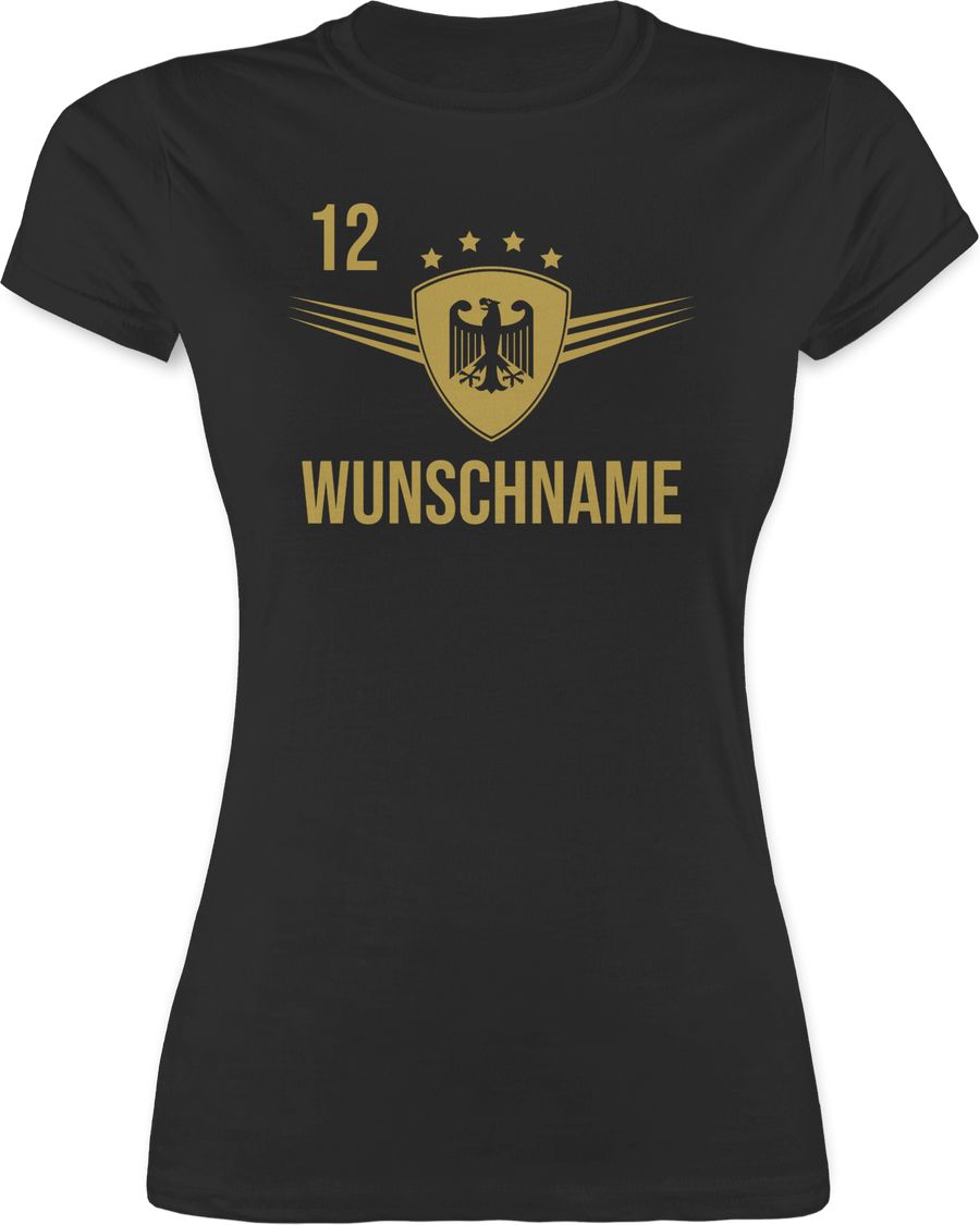 Shirtracer Deutschland Gold mit anpassbarem Namen und Nummer Shirts & Mehr Shirtracer