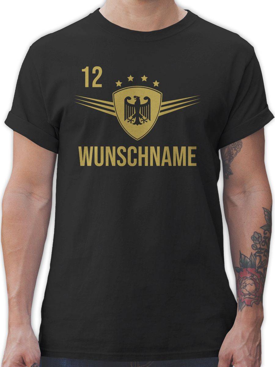 Shirtracer Deutschland Gold mit anpassbarem Namen und Nummer Shirts & Mehr Shirtracer