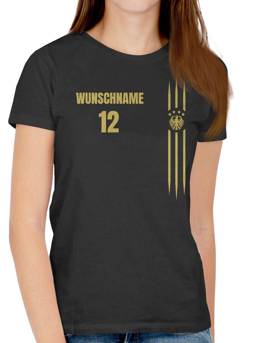 Shirtracer Deutschland Gold Name Und Nummer - Anpassbar Shirts & Mehr Shirtracer