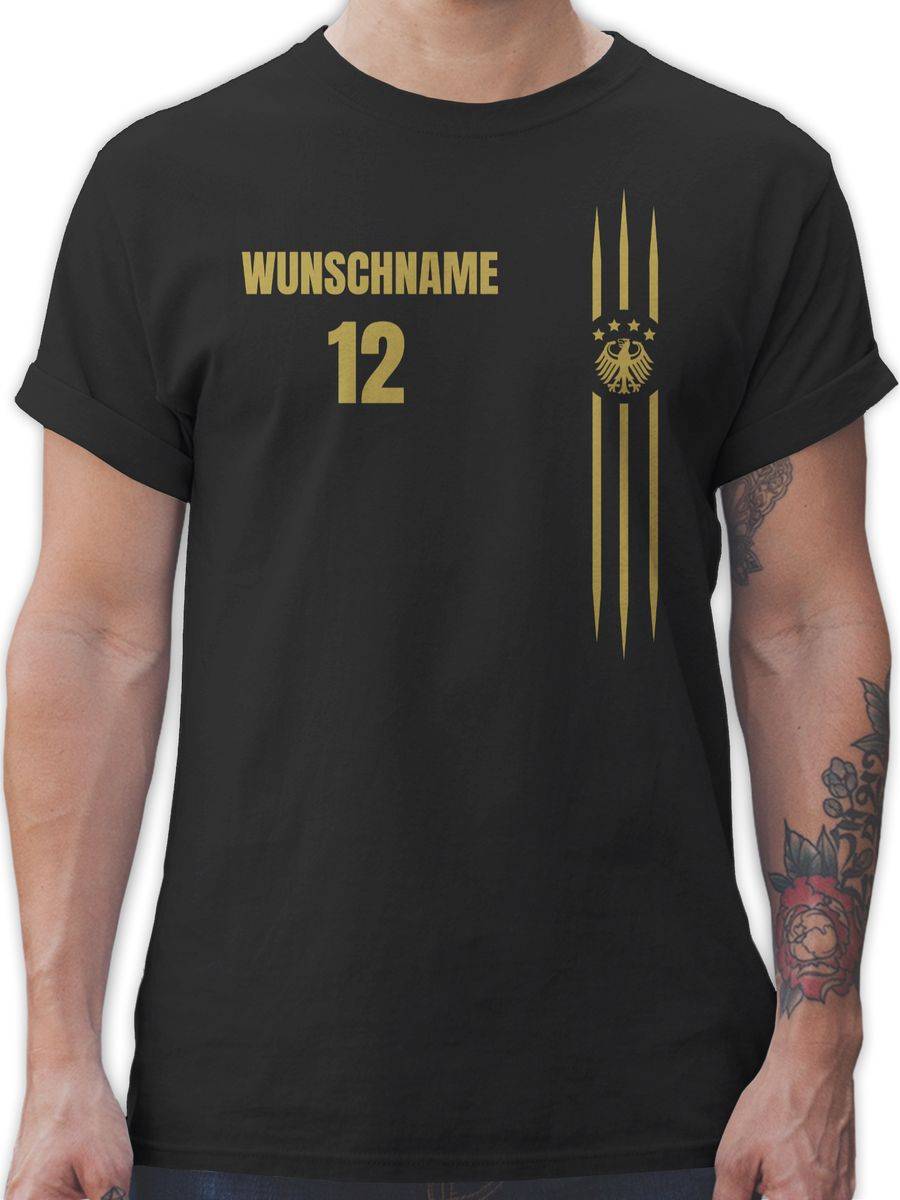 Shirtracer Deutschland Gold Name Und Nummer - Anpassbar Shirts & Mehr Shirtracer