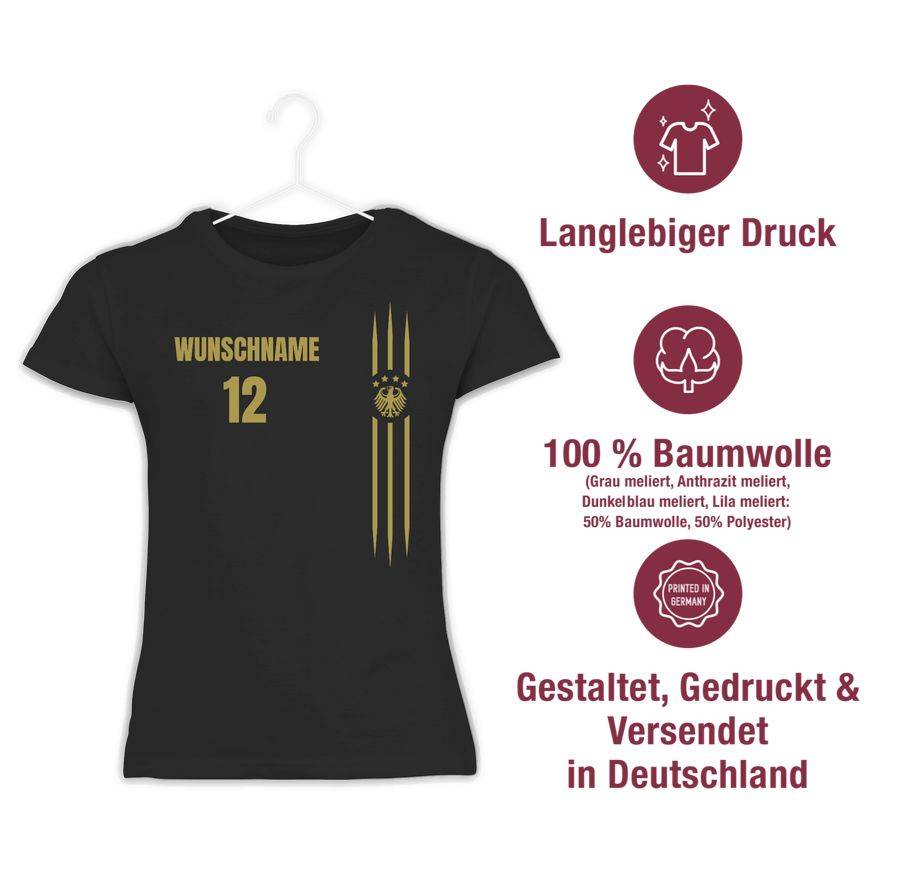 Shirtracer Deutschland Gold Name Und Nummer - Anpassbar Shirts & Mehr Shirtracer