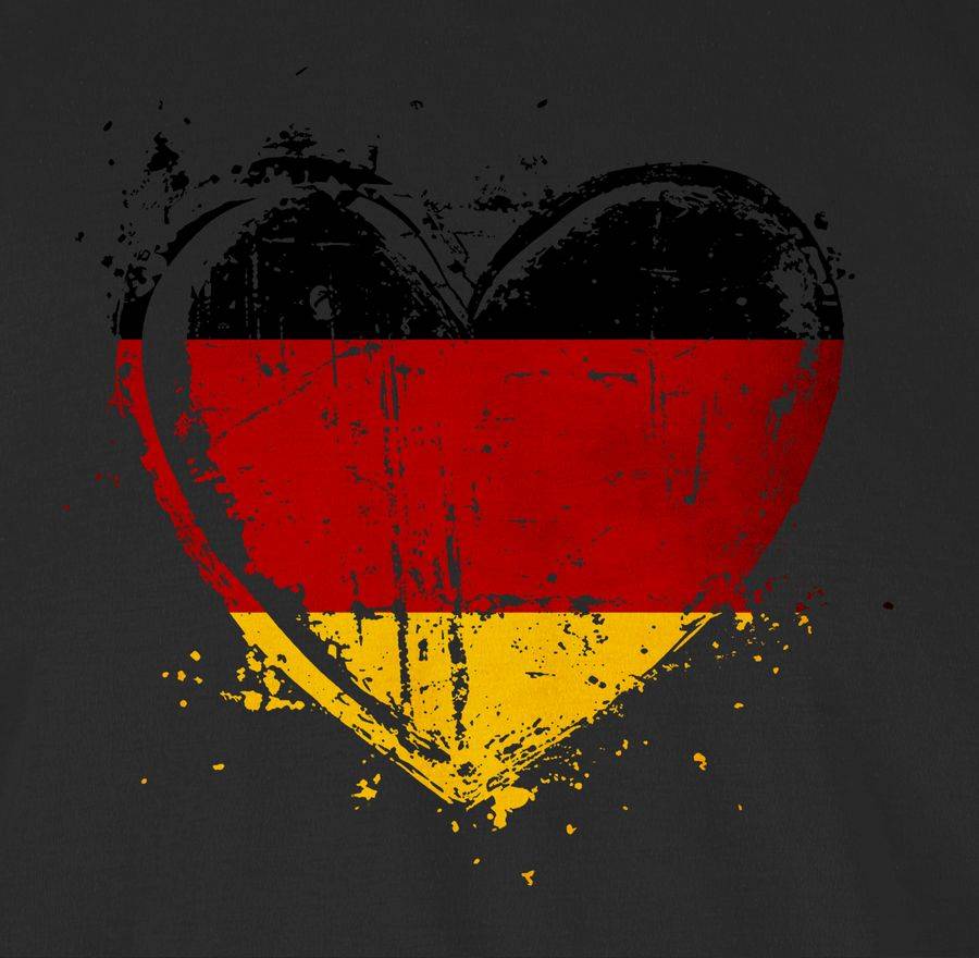 Shirtracer Deutschland Herz Motiv Schwarz Rot Gold Germany Shirtracer