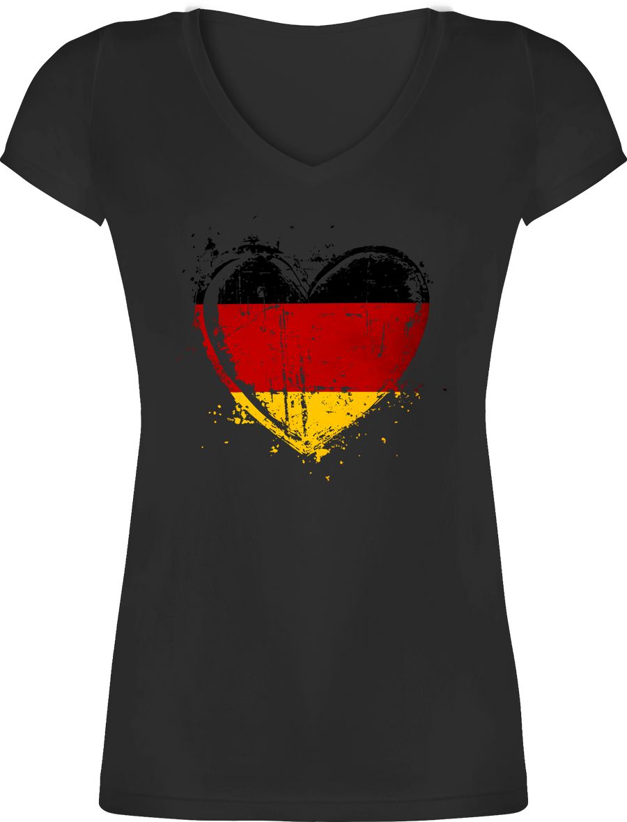 Shirtracer Deutschland Herz Motiv Schwarz Rot Gold Germany Shirtracer