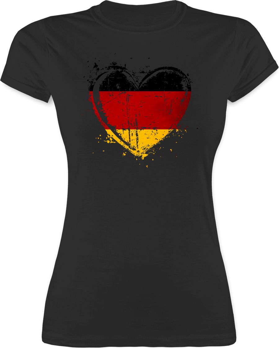 Shirtracer Deutschland Herz Motiv Schwarz Rot Gold Germany Shirtracer