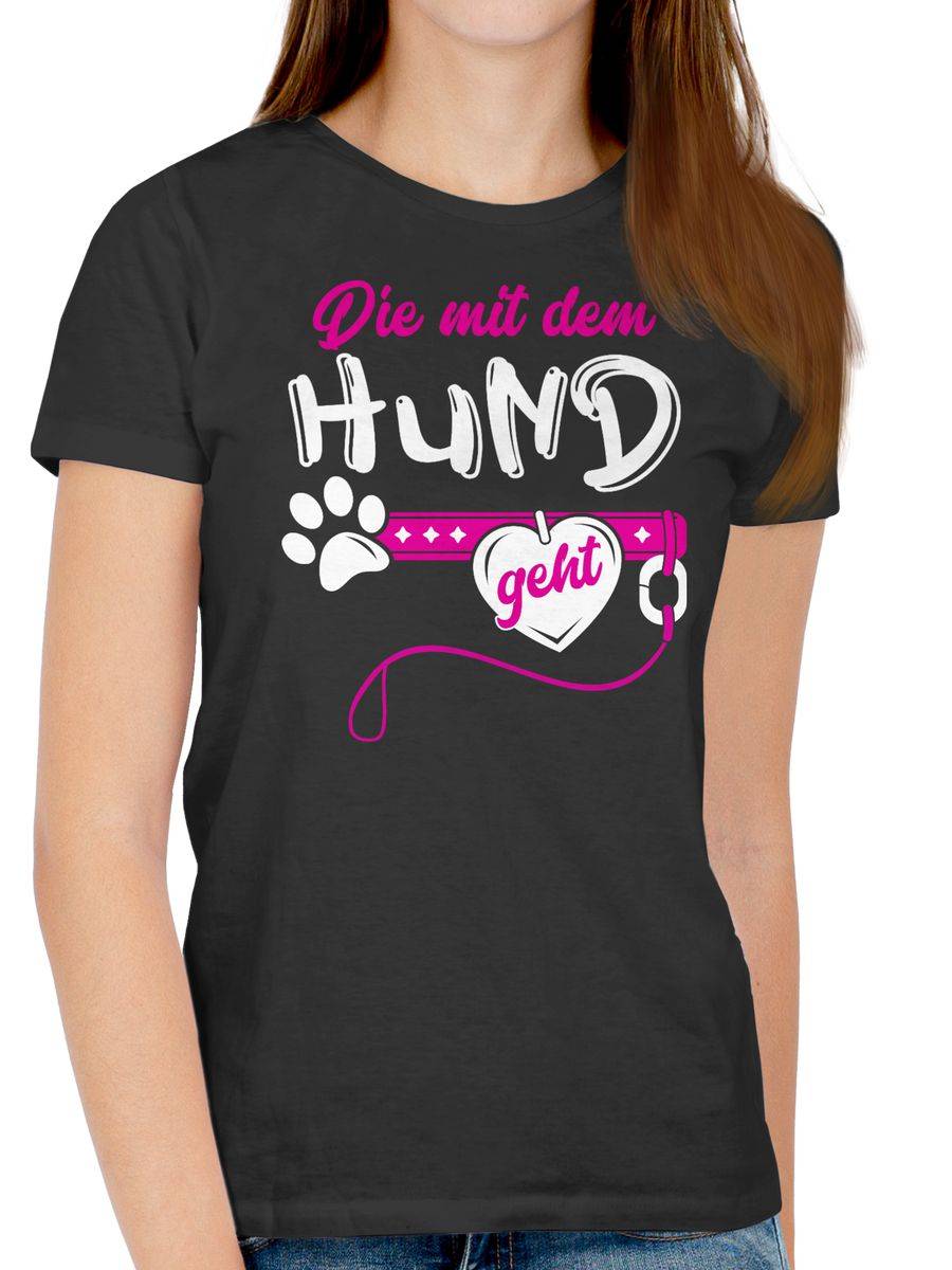 Shirtracer Die Mit Dem Hund Geht - Weiß/fuchsia Shirts & Mehr Shirtracer