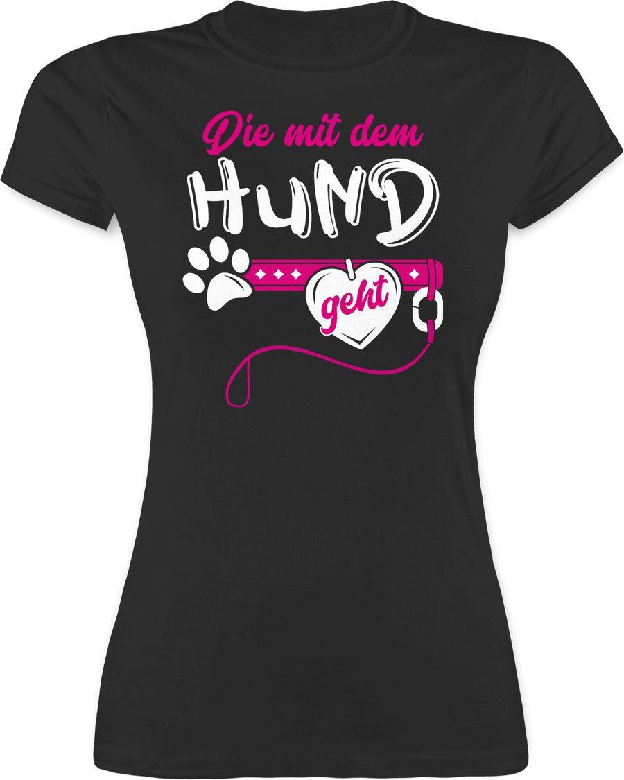 Shirtracer Die mit dem Hund geht - weiß/fuchsia Shirts & Mehr Shirtracer