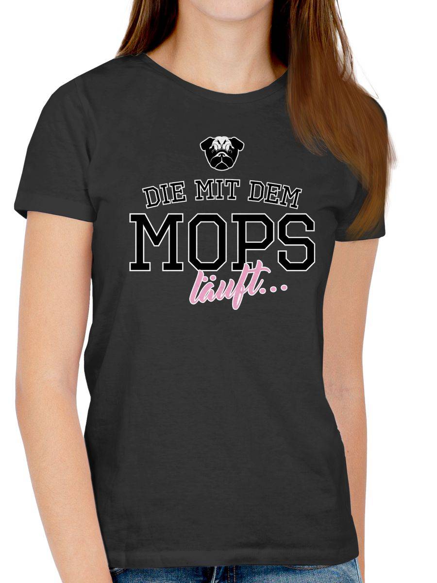 Shirtracer Die Mit Dem Mops Läuft: T-Shirt Rucksack Shirtracer