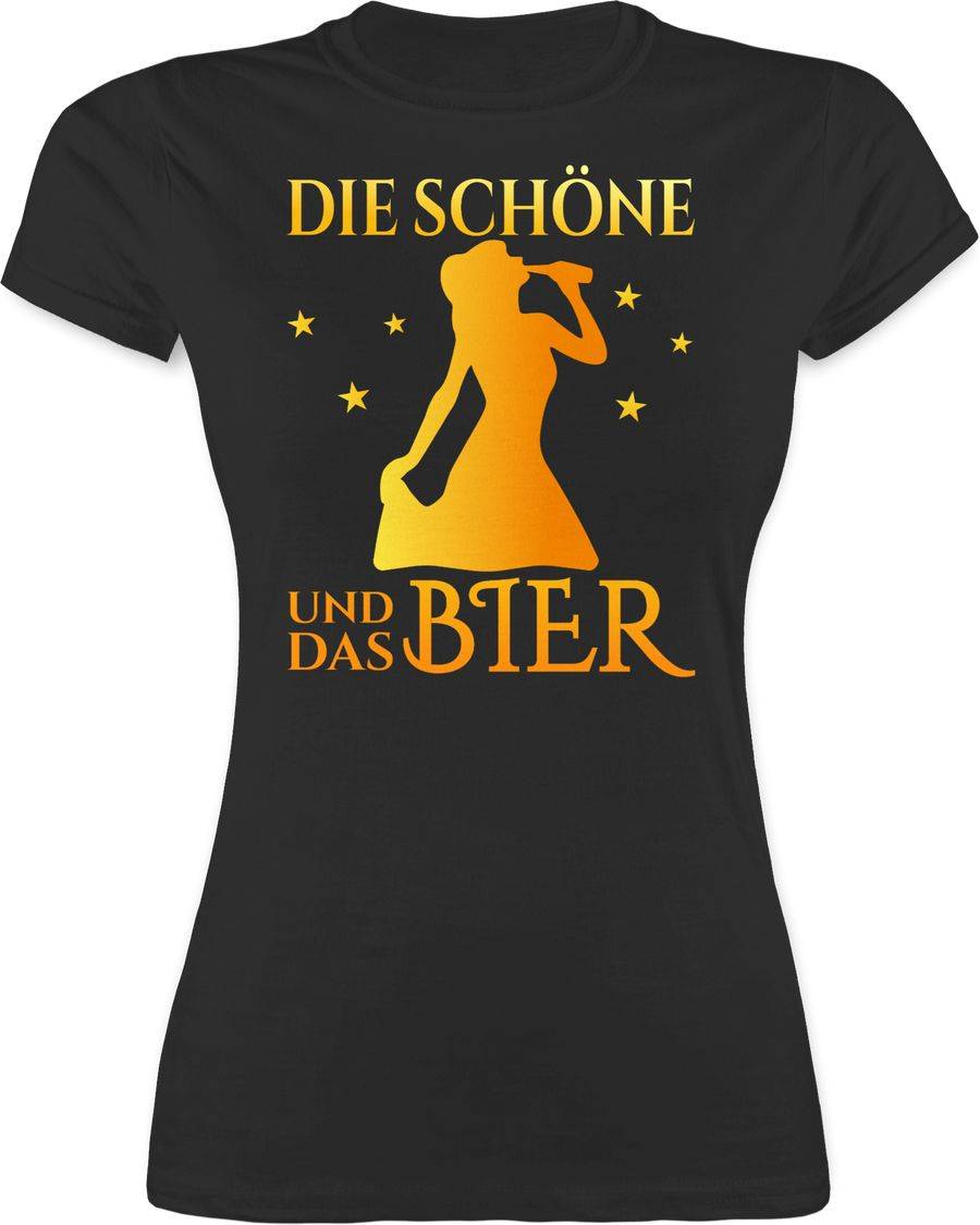Shirtracer Die schöne und das Bier trinkende Frau Bier gelb: Tshirt Turnbeutel Shirtracer