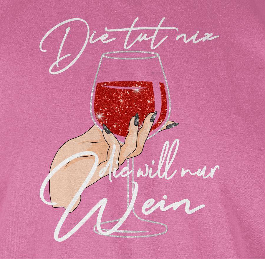 Shirtracer Die Tut Nix Die Will Nur Wein - Glitzereffekt - Weiß: T-Shirt Rucksack Shirtracer