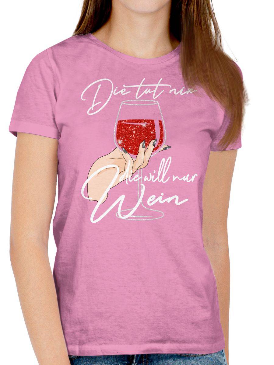 Shirtracer Die Tut Nix Die Will Nur Wein - Glitzereffekt - Weiß: T-Shirt Rucksack Shirtracer