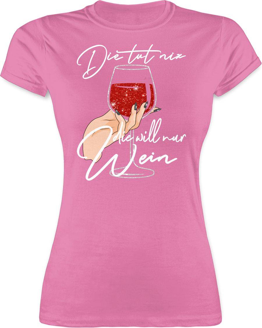 Shirtracer Die tut nix die will nur Wein - Glitzereffekt - weiß: T-Shirt Rucksack Shirtracer