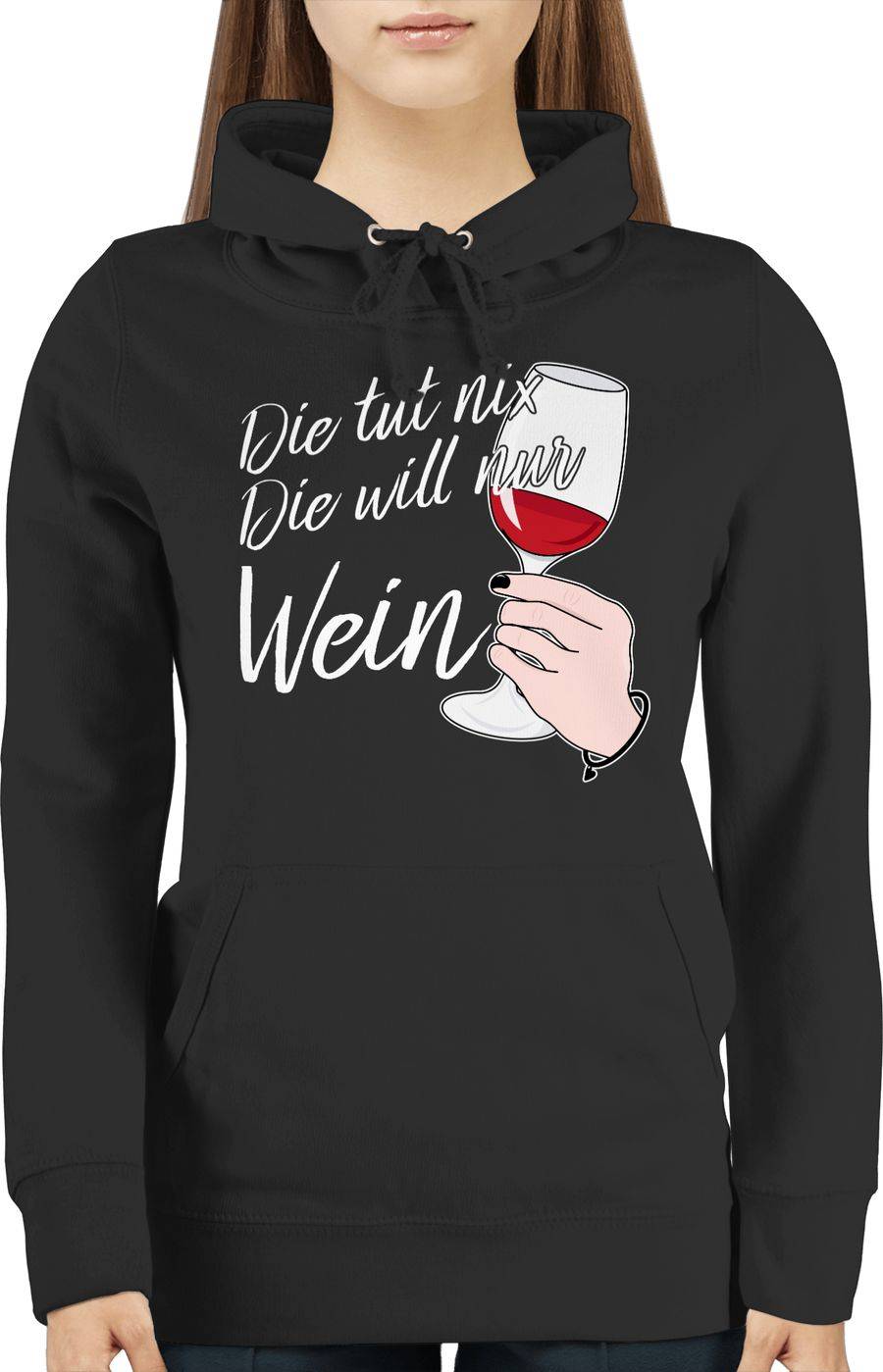 Shirtracer Die Tut Nix Die Will Nur Wein - Hand Mit Glas Weiß: T-Shirt Rucksack Shirtracer