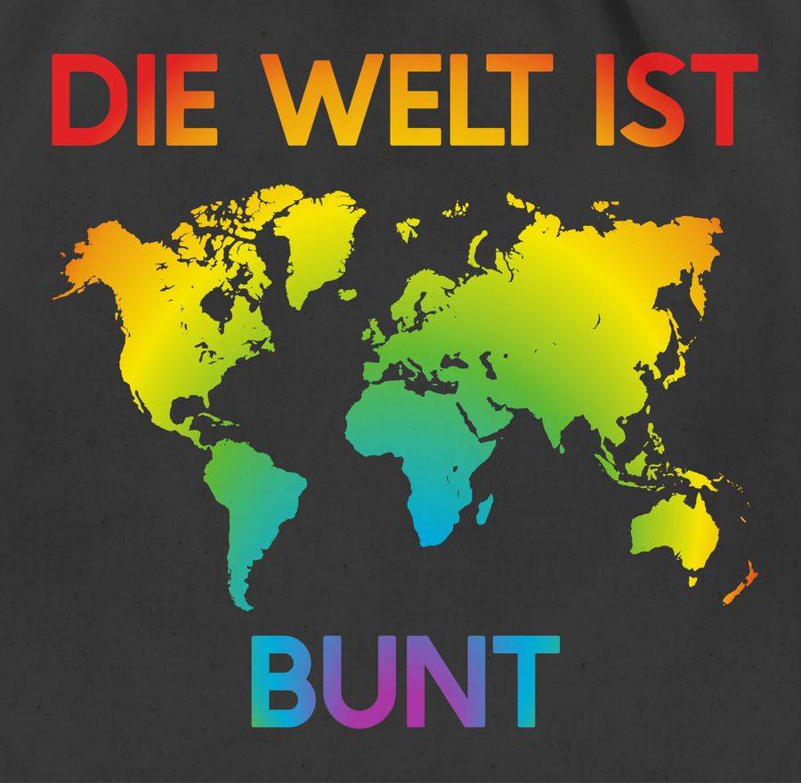 Shirtracer Die Welt Ist Bunt – Regenbogen Farben Karte: T-Shirt Turnbeutel Shirtracer