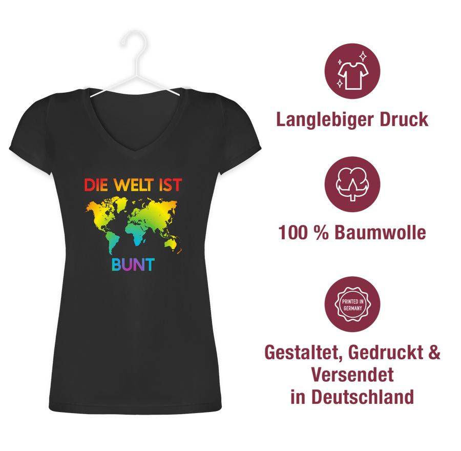 Shirtracer Die Welt Ist Bunt – Regenbogen Farben Karte: T-Shirt Turnbeutel Shirtracer