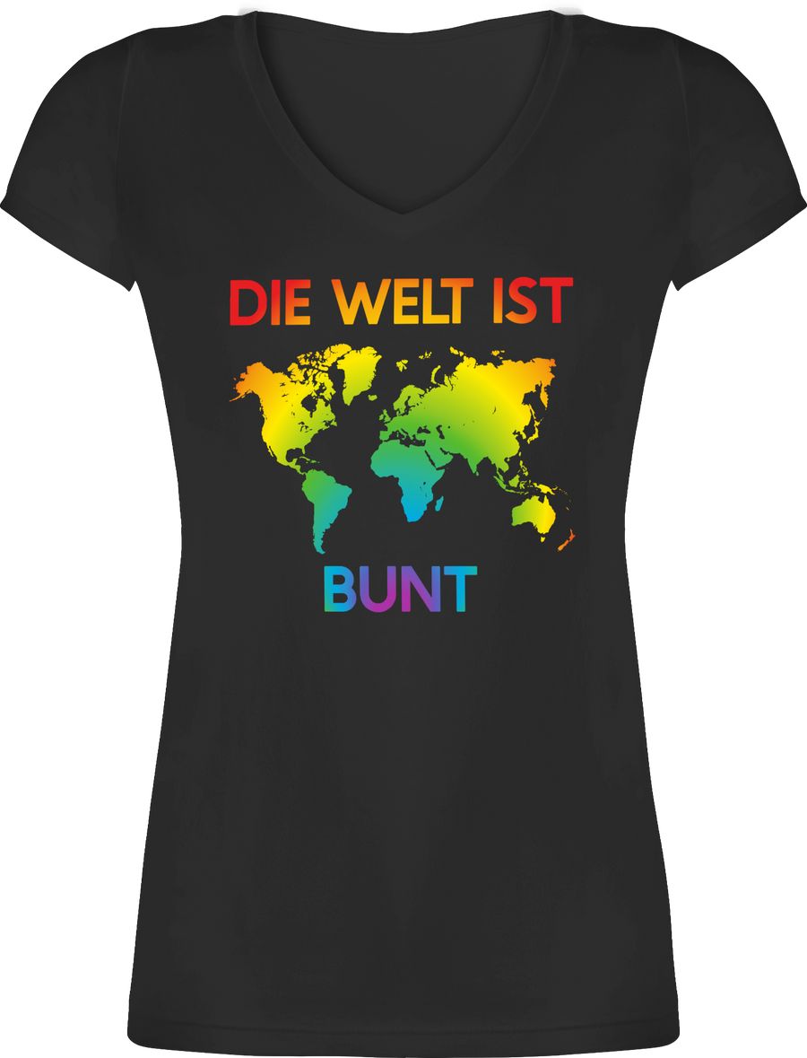 Shirtracer Die Welt ist bunt – Regenbogen Farben Karte: T-Shirt Turnbeutel Shirtracer