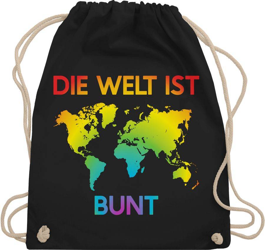 Shirtracer Die Welt ist bunt – Regenbogen Farben Karte: T-Shirt Turnbeutel Shirtracer