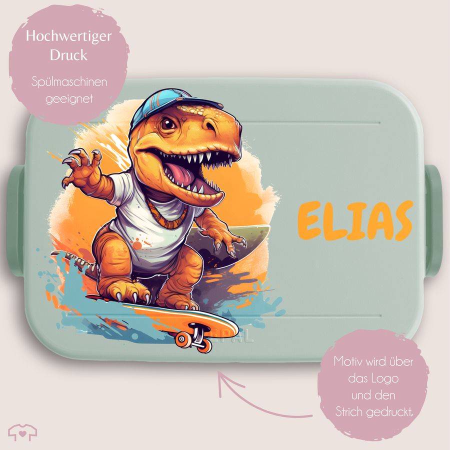 Shirtracer Dino T-Rex Dinosaurier TRex Skateboard: T-Shirt Turnbeutel Shirtracer