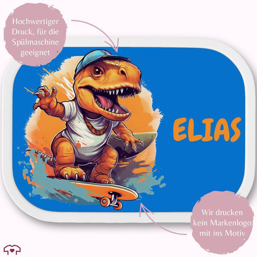 Shirtracer Dino T-Rex Dinosaurier TRex Skateboard: T-Shirt Turnbeutel Shirtracer