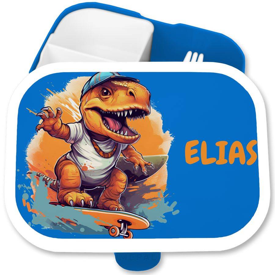 Shirtracer Dino T-Rex Dinosaurier TRex Skateboard: T-Shirt Turnbeutel Shirtracer