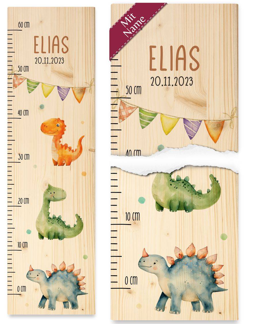Shirtracer Dinos mit Name und Datum Kindermesslatte Dino-Motiven Shirts & Mehr Shirtracer