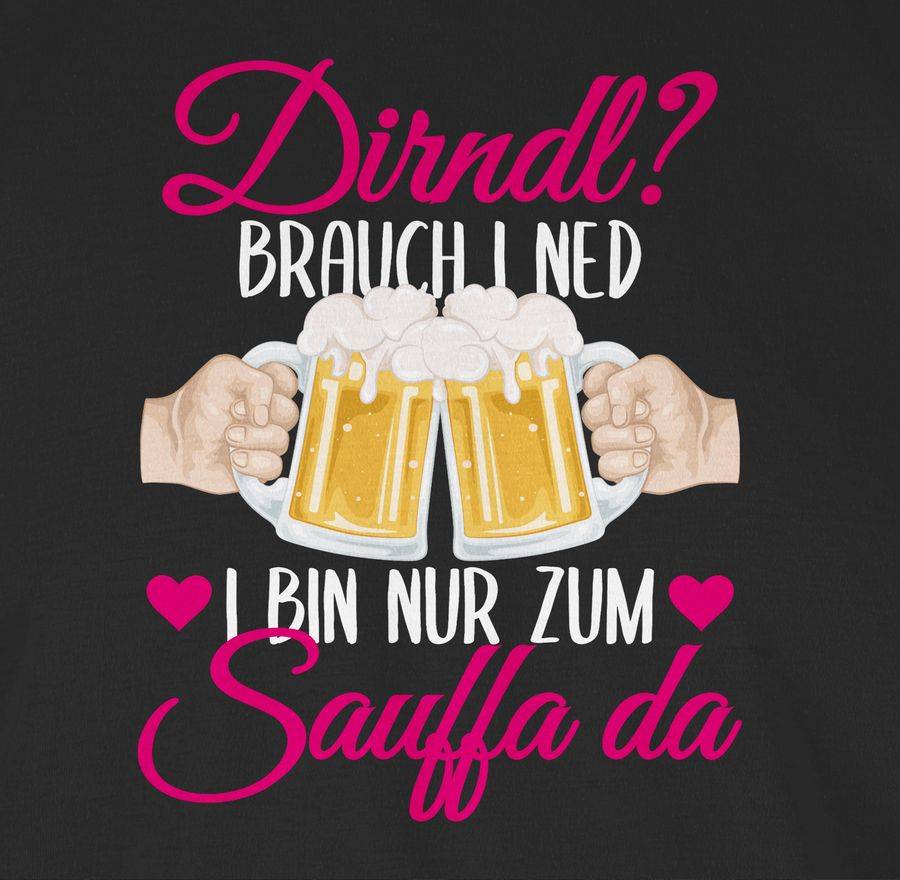 Shirtracer Dirndl? Brauch I Ned! Bin Nur Zum Sauffa Da - Weiß Und Fuchsia: Tshirt Gym Bag Shirtracer