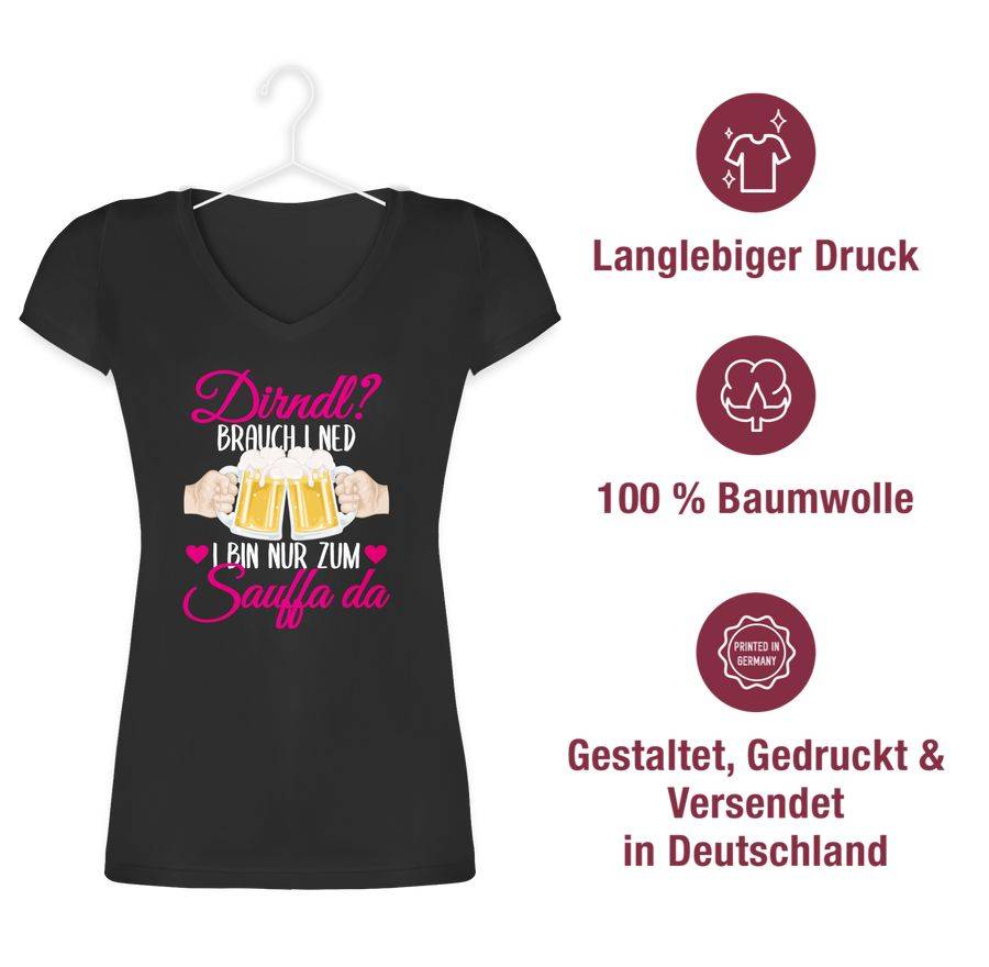 Shirtracer Dirndl? Brauch I Ned! Bin Nur Zum Sauffa Da - Weiß Und Fuchsia: Tshirt Gym Bag Shirtracer