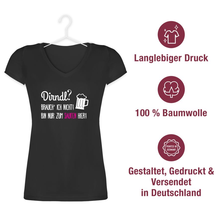 Shirtracer Dirndl? Brauch Ich Nicht! Bin Nur Zum Saufen Hier! - Weiß: T-Shirt Turnbeutel Shirtracer