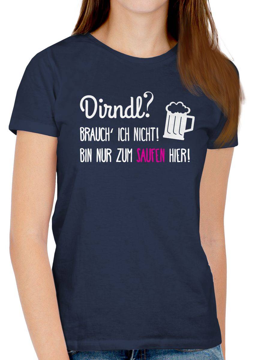 Shirtracer Dirndl? Brauch Ich Nicht! Bin Nur Zum Saufen Hier! - Weiß: T-Shirt Turnbeutel Shirtracer