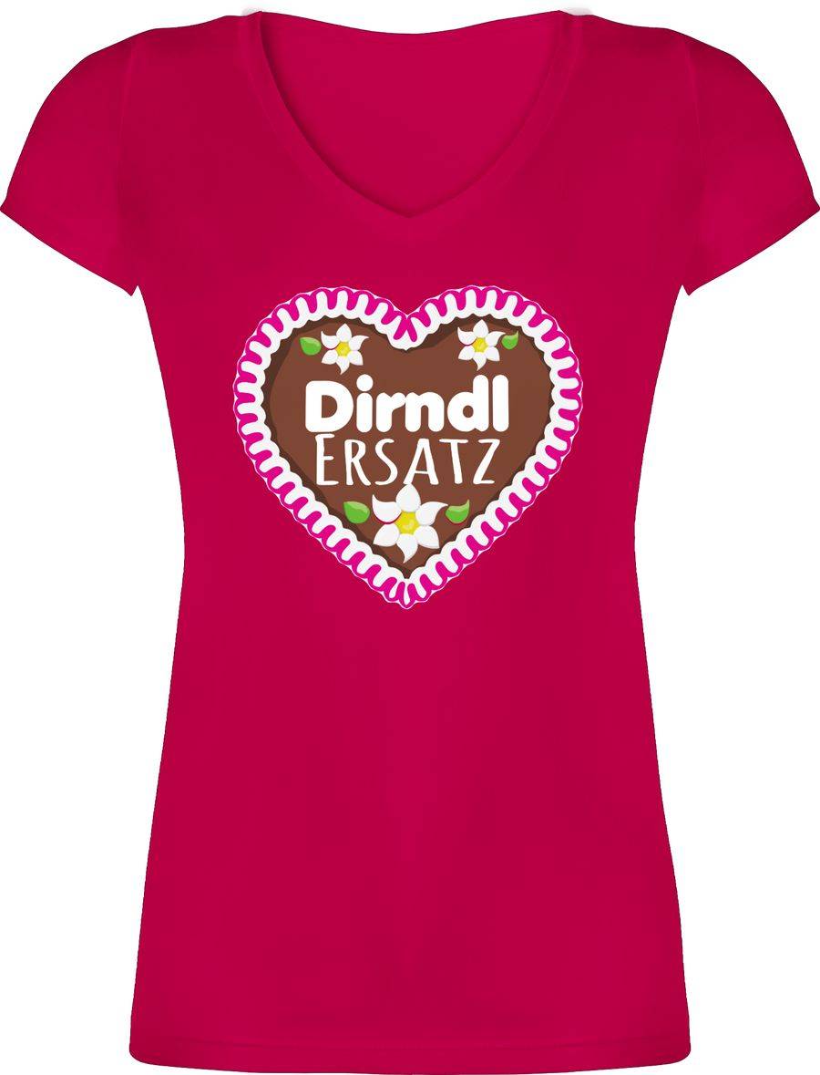 Shirtracer Dirndl Ersatz Lebkuchenherz mit Blumen - fuchsia: Tshirt Gym Bag Shirtracer