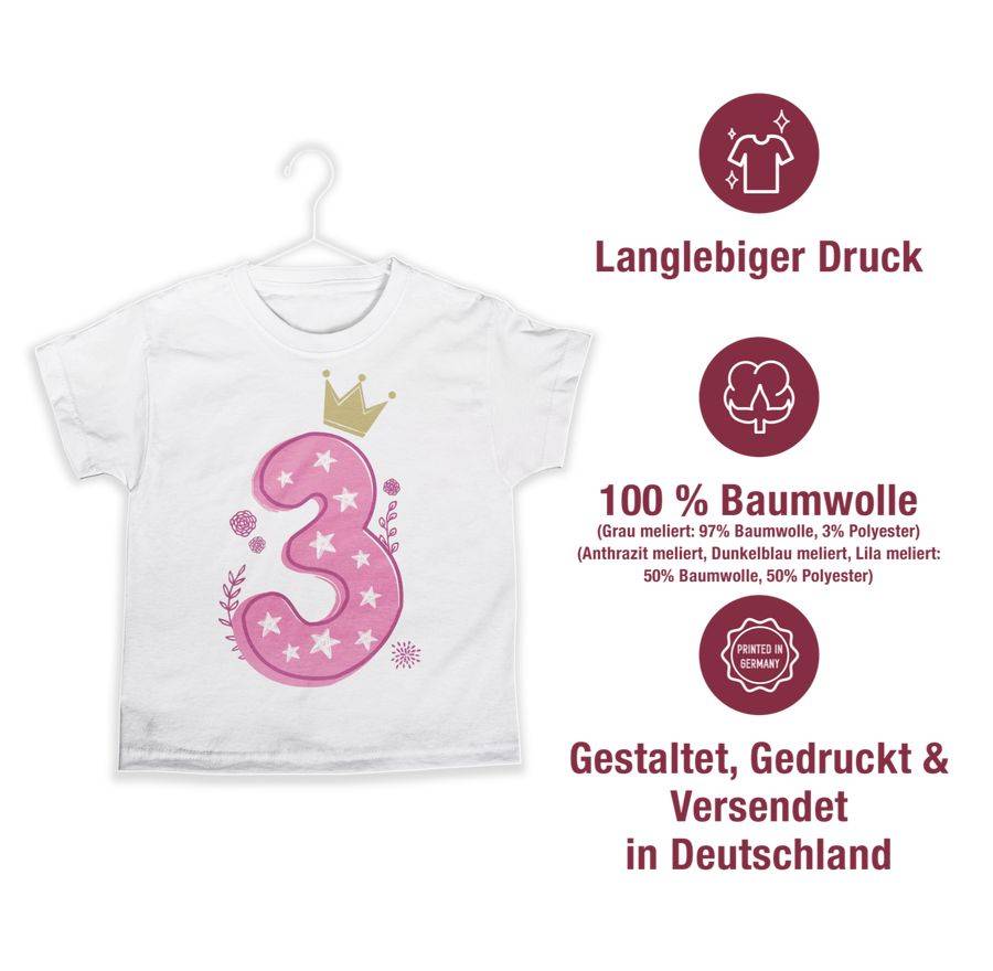 Shirtracer Dritter Mädchen Krone Sterne: T-Shirt Turnbeutel Shirtracer