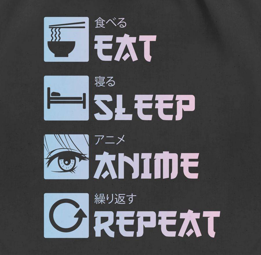 Shirtracer Eat Sleep Anime Repeat - Manga: T-Shirt Rucksack Shirtracer