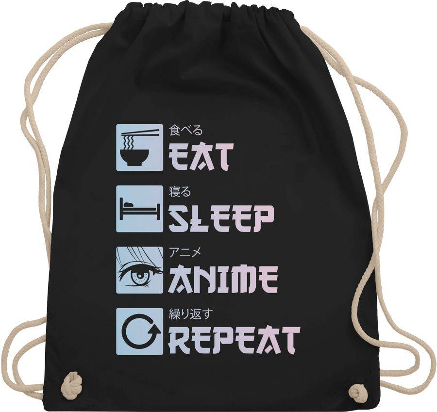 Shirtracer Eat Sleep Anime Repeat - Manga: T-Shirt Rucksack Shirtracer
