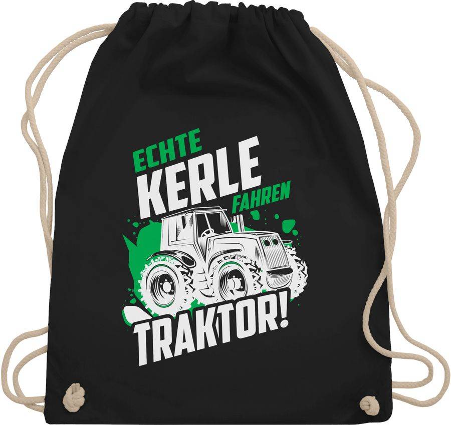 Shirtracer Echte Kerle fahren Traktor - weiß: T-Shirt Turnbeutel Shirtracer