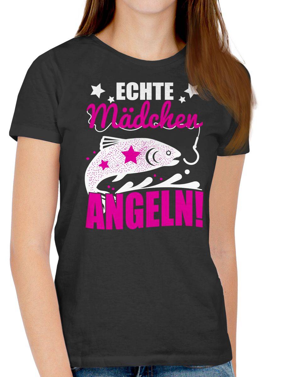 Shirtracer Echte Mädchen Angeln Fisch: T-Shirt Turnbeutel Shirtracer