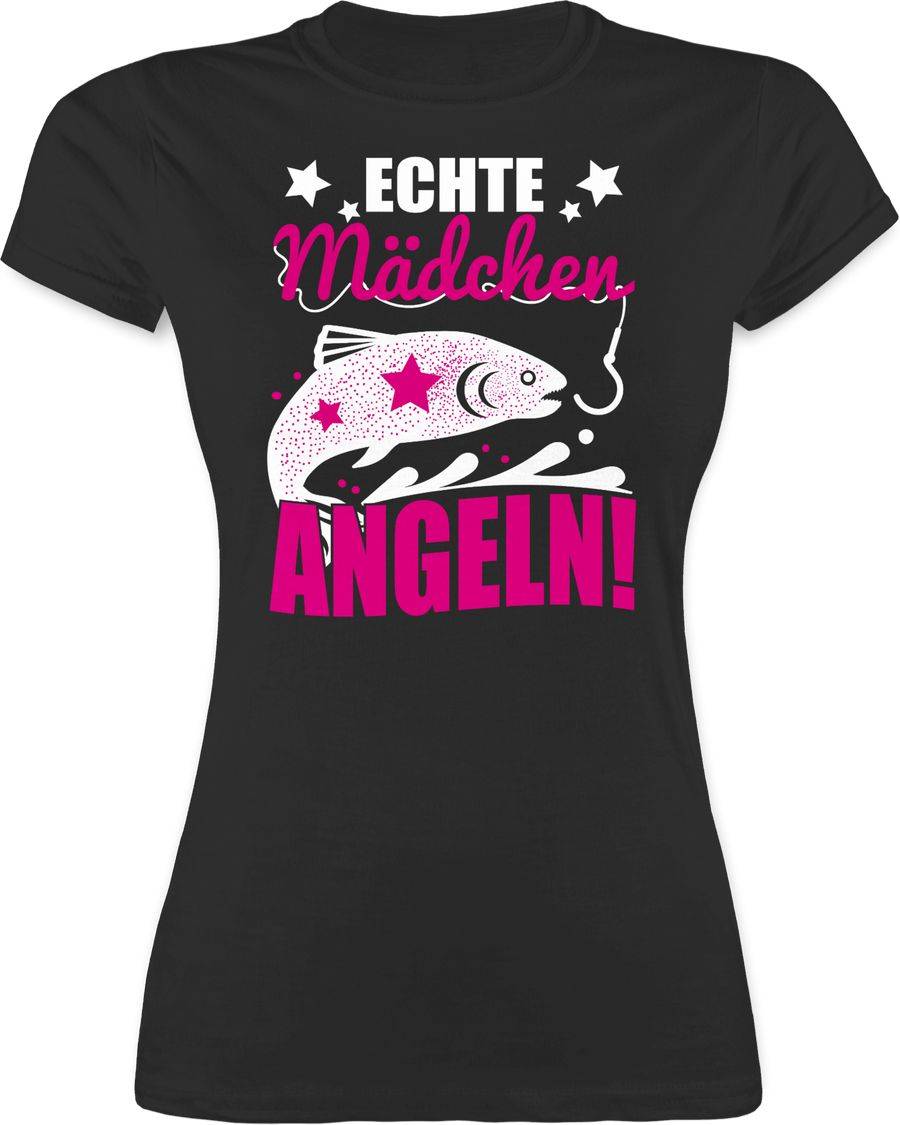Shirtracer Echte Mädchen angeln Fisch: T-Shirt Turnbeutel Shirtracer
