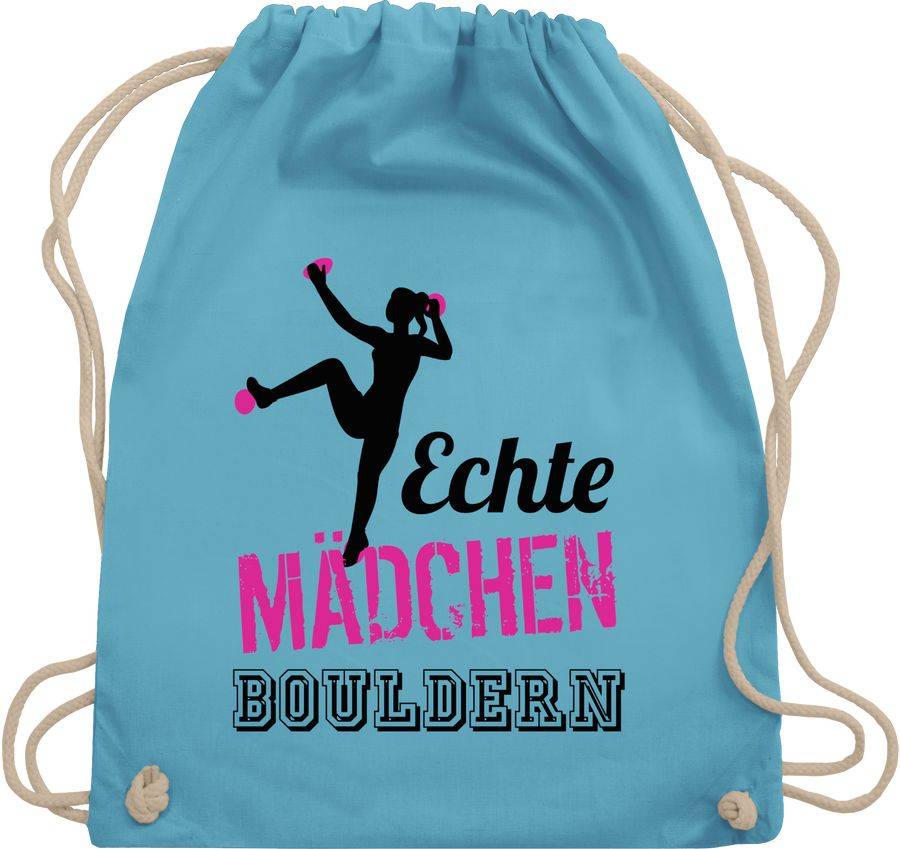 Shirtracer Echte Mädchen bouldern fuchsia/schwarz: T-Shirt Gym Bag Shirtracer