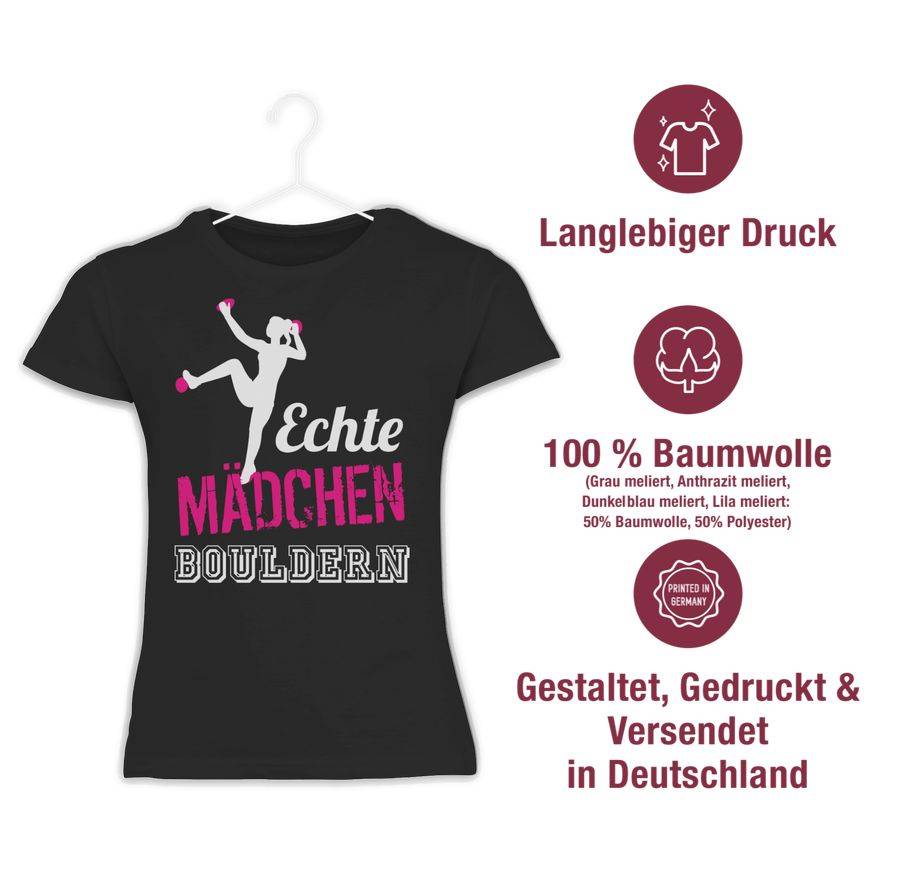 Shirtracer Echte Mädchen Bouldern Fuchsia/weiß: T-Shirt Rucksack Shirtracer