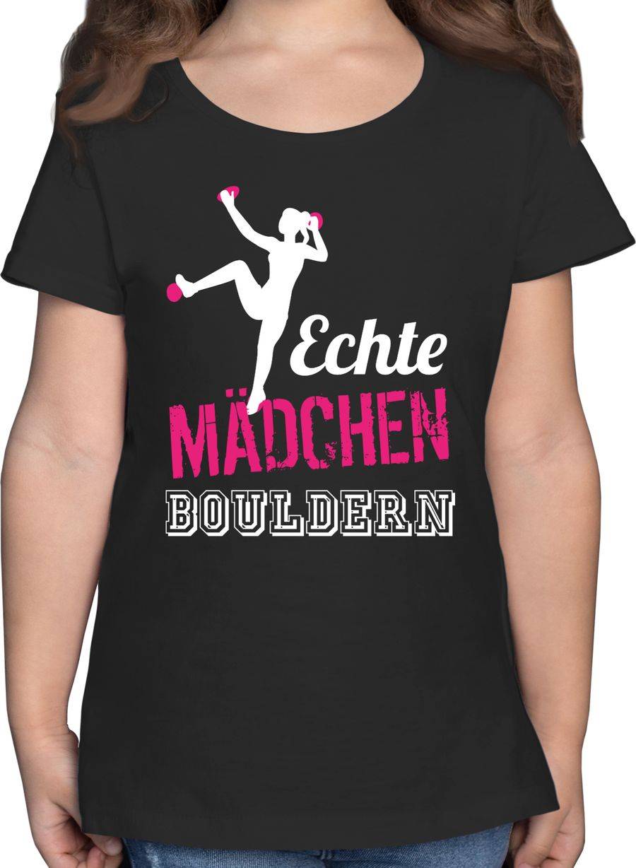 Shirtracer Echte Mädchen bouldern fuchsia/weiß: T-Shirt Rucksack Shirtracer
