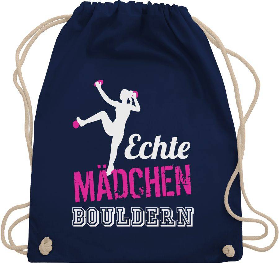 Shirtracer Echte Mädchen bouldern fuchsia/weiß: T-Shirt Rucksack Shirtracer