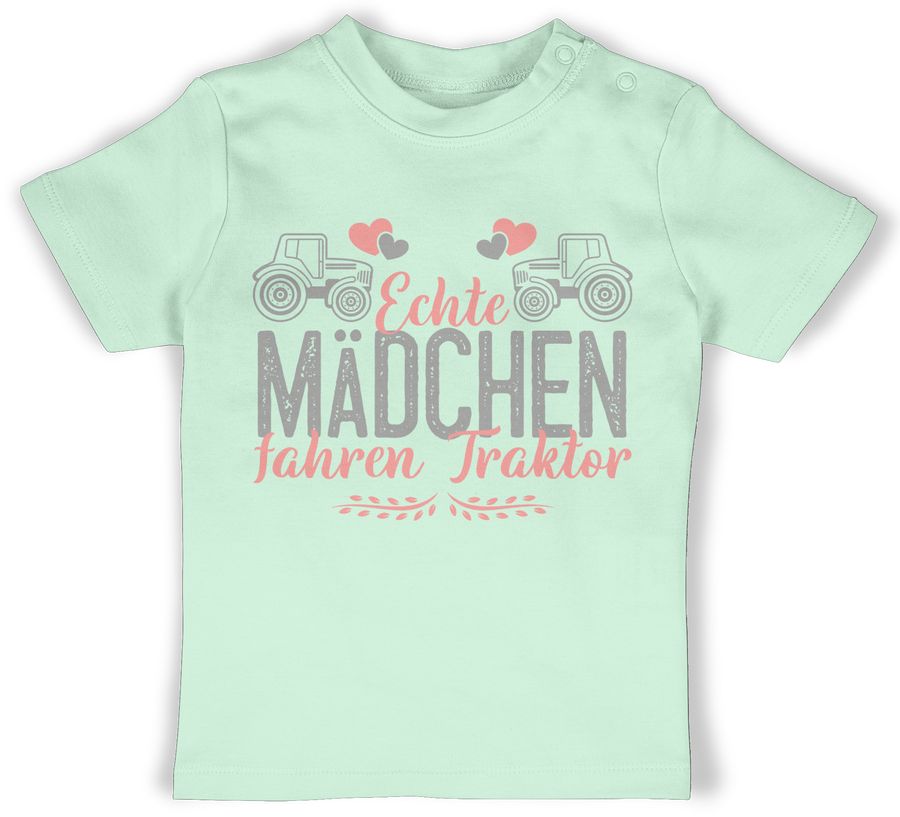 Shirtracer Echte Mädchen fahren Traktor grau/rosa: T-Shirt Rucksack Shirtracer
